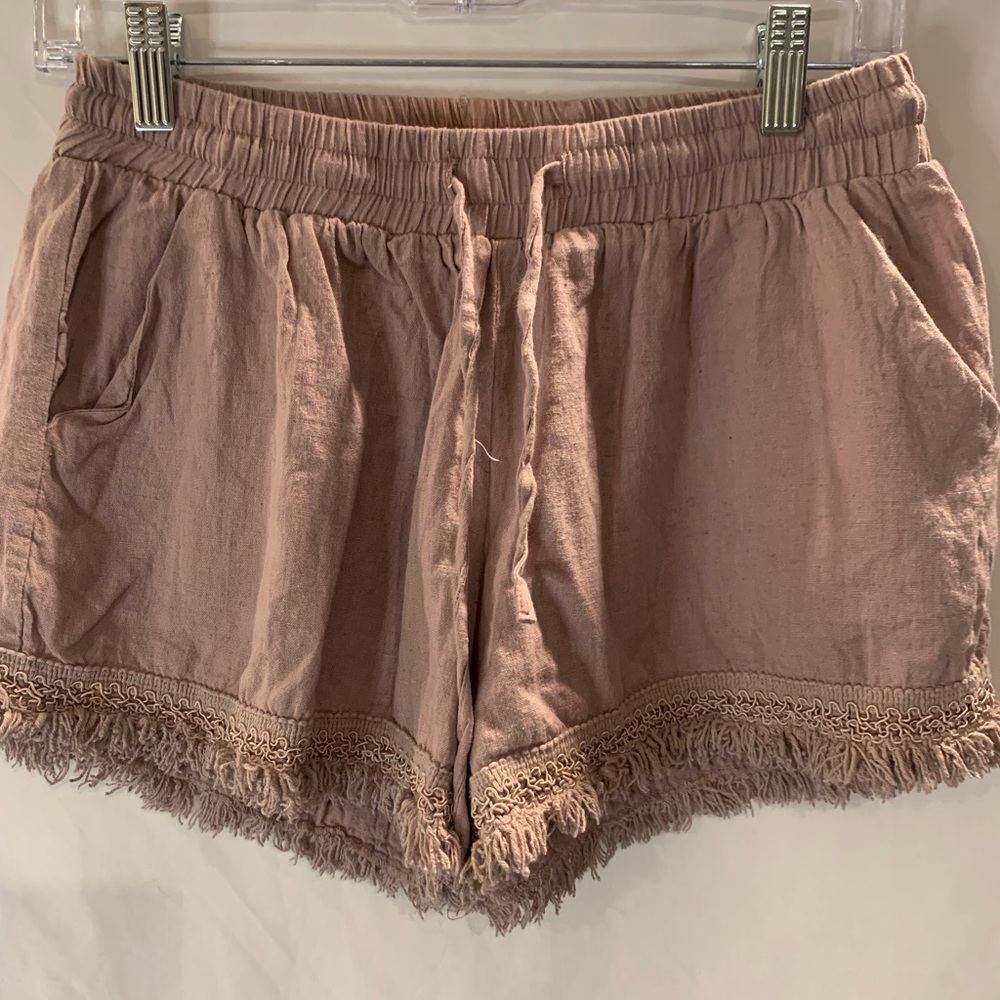 Pink Fringed Shorts
